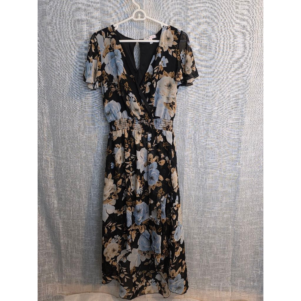 Women's Club Soda Floral Dress Size XL Black tan